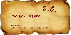 Pavlyak Orgona névjegykártya